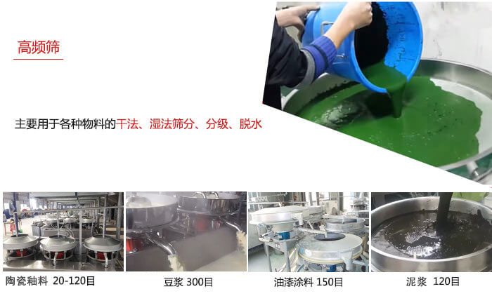 用于各種物料的干法，濕法，分級，脫水等功能