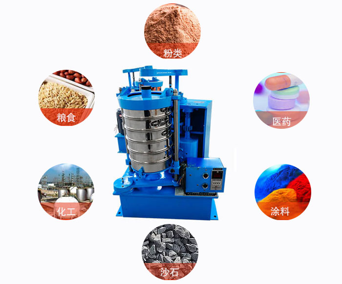 拍擊式標(biāo)準(zhǔn)振篩機(jī)適用范圍：粉狀，醫(yī)藥，糧食，石沙，化工，涂料等