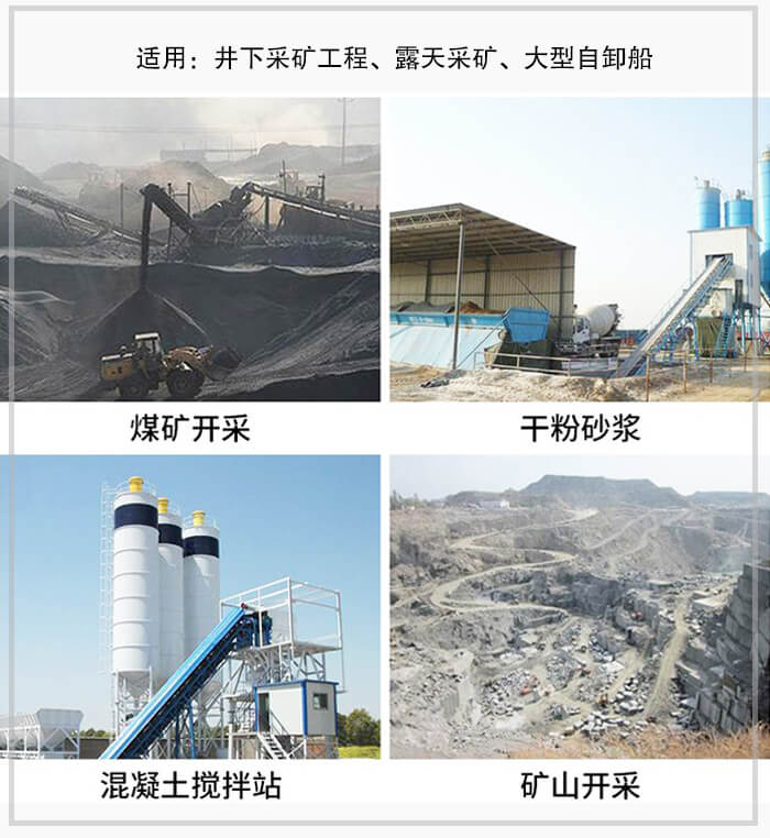 大傾角皮帶輸送機(jī)適用于煤礦開采，混凝土攪拌站，干粉砂漿，礦山開采等行業(yè)中。