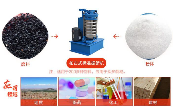 拍擊篩適用于多種物料顆粒狀，粉狀，不規(guī)則物料的篩分。